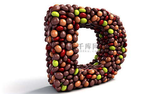 花生豆背景图片_形成数字零的巧克力涂层豆的 3d 插图