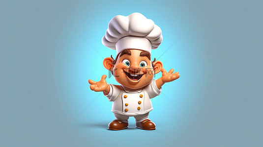 美食手背景图片_3D 搞笑厨师卡通