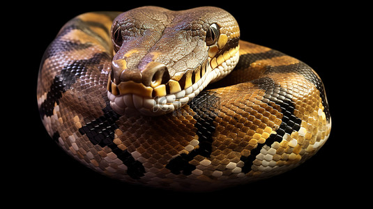 蟒蛇特写视图的 3D 渲染