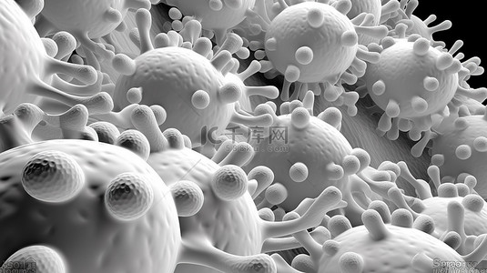 癌症医疗背景图片_神秘白色微生物的 3d 渲染背景