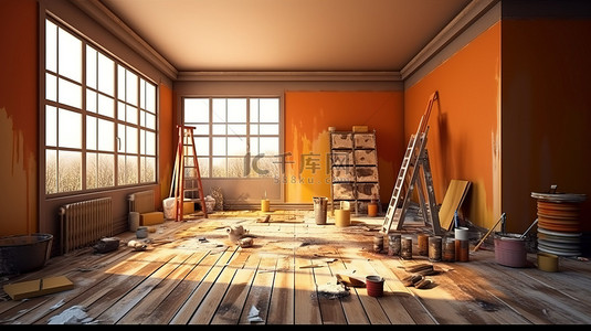 墙中画背景图片_在空房间 3D 可视化中改进内部绘图工具和油漆