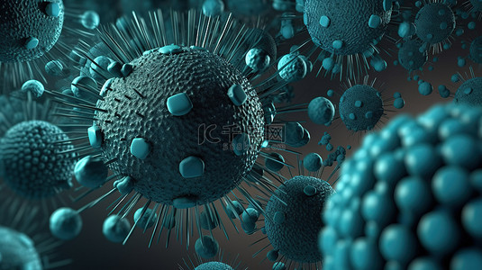 病毒细胞背景图片_医学主题 3d 背景中的抽象病毒细胞
