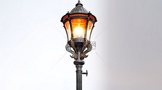 街道灯笼背景图片_白色背景柱灯的 3D 渲染与灯笼设计