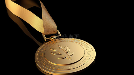 奧林匹克運動會背景图片_带丝带金牌的 3d 渲染