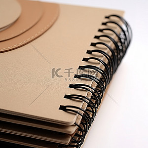 学习封面背景图片_带有多个螺旋的螺旋笔记本，带皮革封面