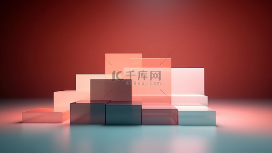 条框背景图片_抽象场景中几何方形条的简约 3D 插图