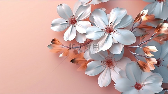 华丽花卉背景的 3D 渲染