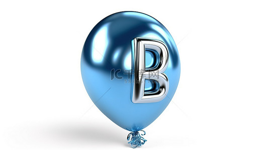 蓝色和银色的 3d 婴儿气球形状像单独站立在白色背景上的单词
