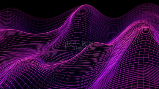 图多图背景图片_带有发光交叉线的紫色条纹立体波的多维插图