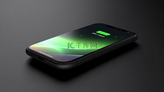 手机背景背景背景图片_无线充电设备的 3d 渲染与具有白色屏幕的黑色现代智能手机