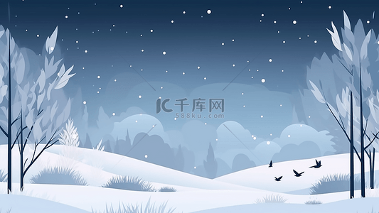 新年冬天背景图片_冬天卡通飘雪背景