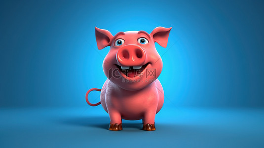 顽皮的猪 3d 渲染