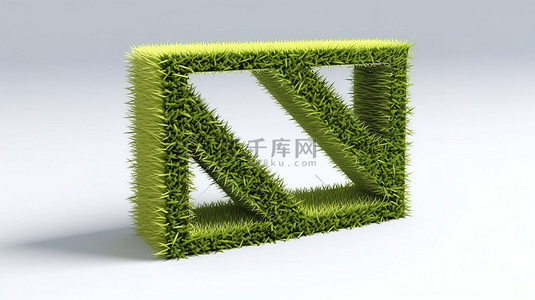 植物标志背景图片_草背景上 at 标志电子邮件符号的 3d 渲染