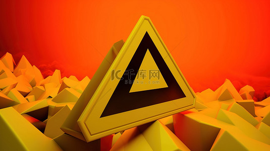错误图标背景图片_带有 3d 感叹号和危险图标的黄色警告标志