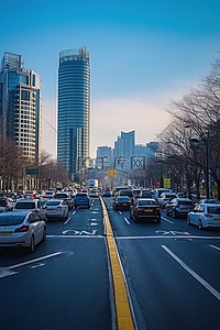 韩国市中心交通堵塞