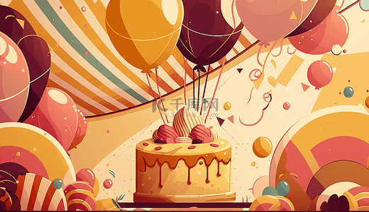 水果奶油背景图片_开心过生日蛋糕