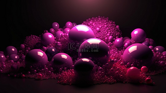 黄色光芒背景图片_各种尺寸的抽象球体，带有充满活力的紫色和粉色光芒