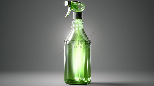 喷雾器矢量图背景图片_带喷雾器的逼真玻璃清洁喷雾瓶的 3D 矢量图