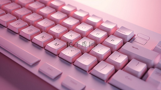 带有 3d 渲染无线计算机键盘按钮的抽象粉色柔和背景