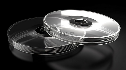 一组黑白空白 CD 的独立 3D 渲染