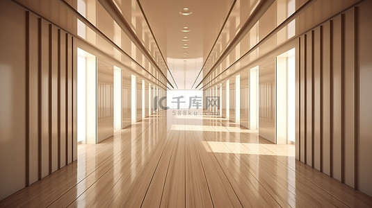 房背景图片_沉浸式走廊设计反光地板概念化并以 3D 渲染