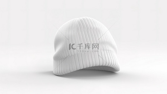 冬天暖背景图片_3d 渲染白色无檐小便帽隔离与侧视图