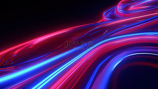 光轨迹背景图片_霓虹蓝和红灯的 3D 渲染轨迹创建了抽象的发光背景