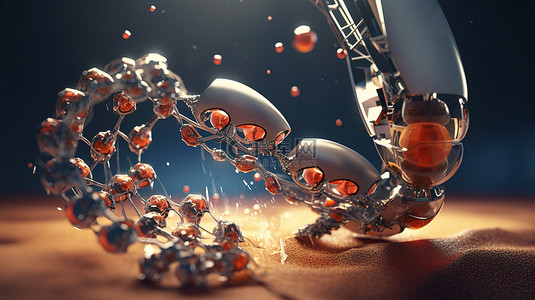 3D 插图纳米机器人修复受损 DNA