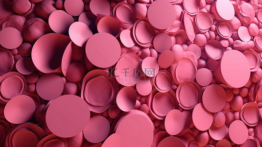 粉红色抽象圆圈纹理的 3d 渲染