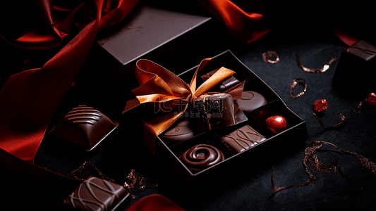 爱心巧克力盒背景图片_巧克力浪漫插画背景