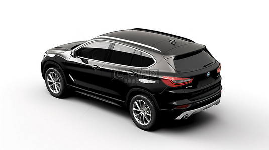 奇瑞suv背景图片_白色背景 3D 渲染中的家庭友好型黑色中型 SUV