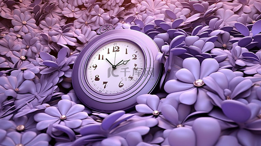 淡紫色钟表的 3d 渲染