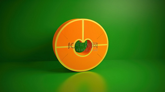 绿色贴纸背景图片_绿色背景，带有 3d 橙色图标，显示折扣百分比