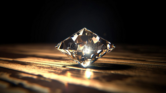 生活光芒背景图片_白色钻石的闪烁反射在黑暗的桌子 3D 渲染上产生明亮的焦散光