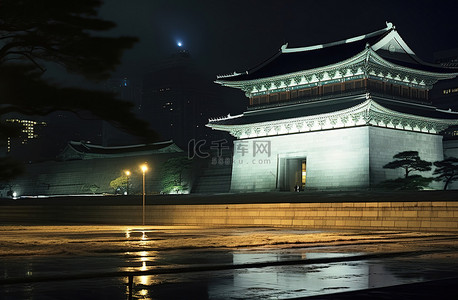 首尔国立宫殿在晚上