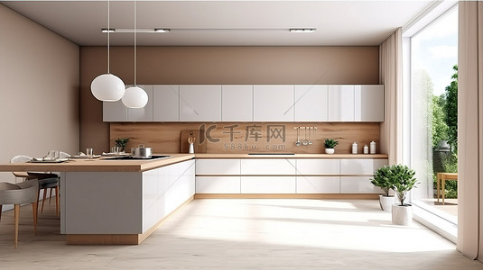 梦想家具背景图片_厨房装饰 3D 渲染将您的室内设计梦想变为现实