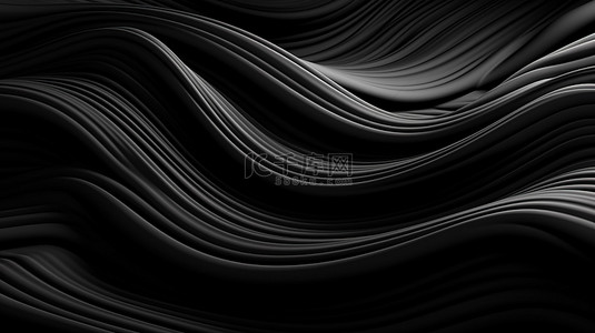 黑色背景浪漫背景图片_带有褶皱和漩涡的黑色背景的优雅别致的 3D 渲染