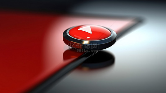 3D 插图中描绘的带有鼠标手光标的红色手机按钮