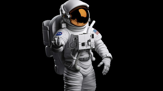 宇航员思考的 3D 渲染，用问号表示失望疲劳和白种人插图中的沉思
