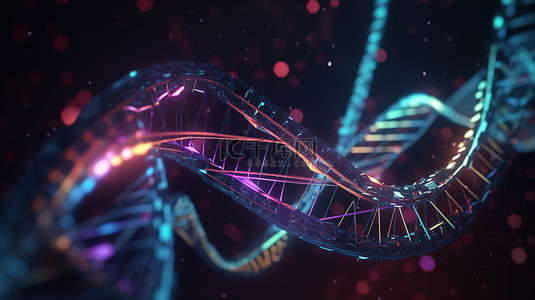 医疗科技元素背景图片_未来派 DNA 科学分子抽象背景的 3D 插图