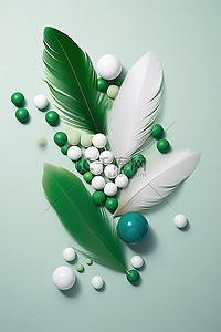 白色和绿色的羽毛