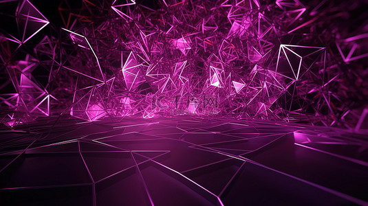 紫色氛围背景图片_充满活力的 3D 几何形状呈现为紫色，带有夜总会氛围