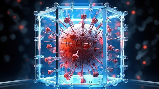 用于科学和医学目的的被囚禁病毒的 3D 渲染