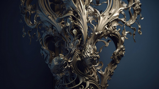 抽象雕像元素 3d 渲染中古花优雅装饰背景的特写