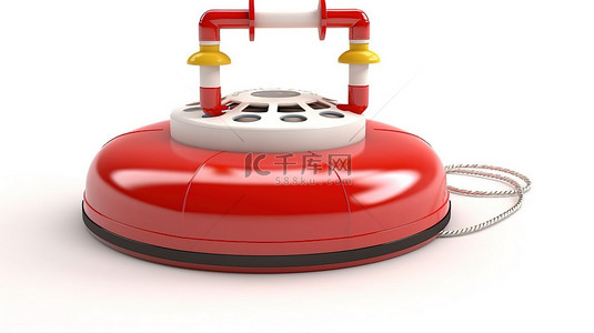 紧急援助概念 3d 救生圈和电话听筒的插图隔离在白色