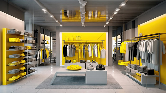 商场货架背景图片_时尚精品室内设计的 3d 插图