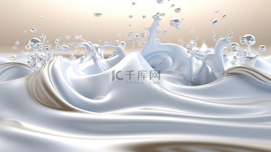 旋转的牛奶背景令人着迷的 3D 场景