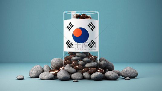 财税的意义背景图片_韩国玻璃 Bon 的经济意义，石柱上有硬币装饰 3D 插图