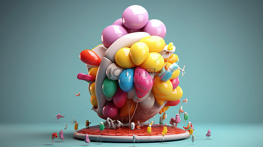 肥胖人解剖背景图片_充气胃气球的 3d 渲染