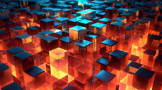 具有未来感的抽象立方体分形的 3D 渲染